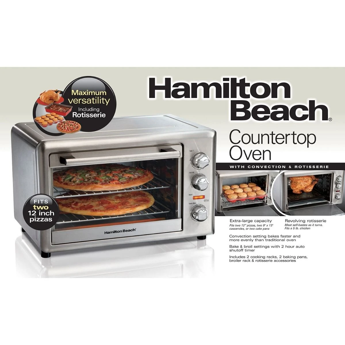 Hamilton Beach Home Hamilton Beach Countertop Oven With Convection & Rotisserie | Stainless Steel 7 Hamilton Beach Home Hamilton Beach Countertop Oven With Convection & Rotisserie | Stainless Steel - Image 5