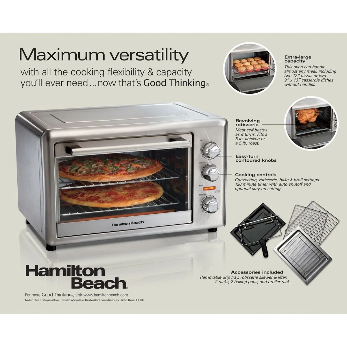 Hamilton Beach Home Hamilton Beach Countertop Oven With Convection & Rotisserie | Stainless Steel 8 Hamilton Beach Home Hamilton Beach Countertop Oven With Convection & Rotisserie | Stainless Steel - Image 6