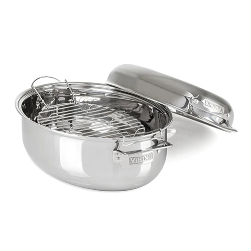Viking 3-Ply 3-in-1 Stainless Steel 8.5-Quart Oval Roaster 3 Viking 3-Ply 3-in-1 Stainless Steel 8.5-Quart Oval Roaster