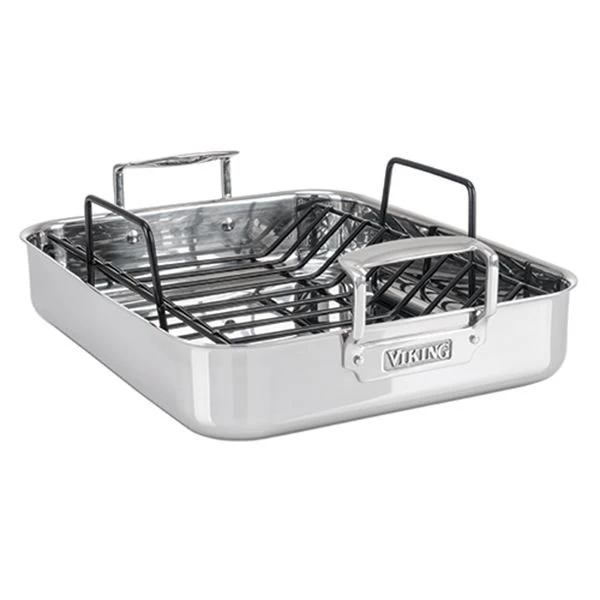 Viking 3-Ply Roasting Pan With Nonstick Rack (16" X 13") 3 Viking 3-Ply Roasting Pan With Nonstick Rack (16" X 13")
