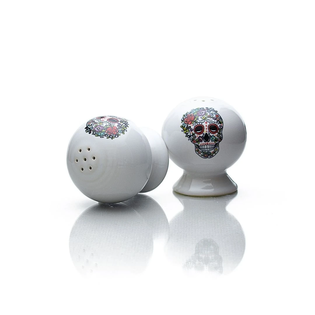 Fiesta® Salt & Pepper Set | Sugar Skull And Vine (White) 3 Fiesta® Salt & Pepper Set | Sugar Skull And Vine (White)