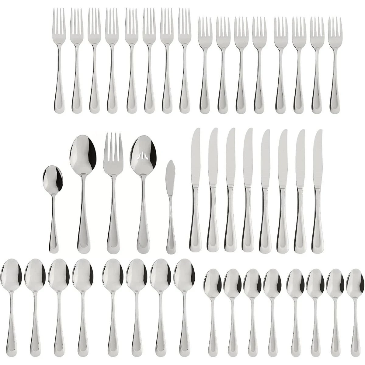 Oneida Brushed Satin Stainless Steel 45-Piece Flatware Set | Sand Dune 4 Oneida Brushed Satin Stainless Steel 45-Piece Flatware Set | Sand Dune - Image 2