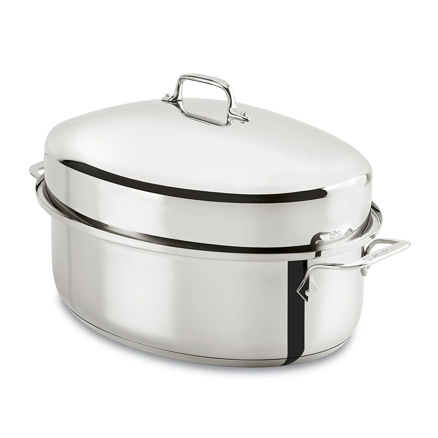 All-Clad Stainless Steel Covered Oval Roaster & Rack | 10 Qt. 3 All-Clad Stainless Steel Covered Oval Roaster & Rack | 10 Qt.