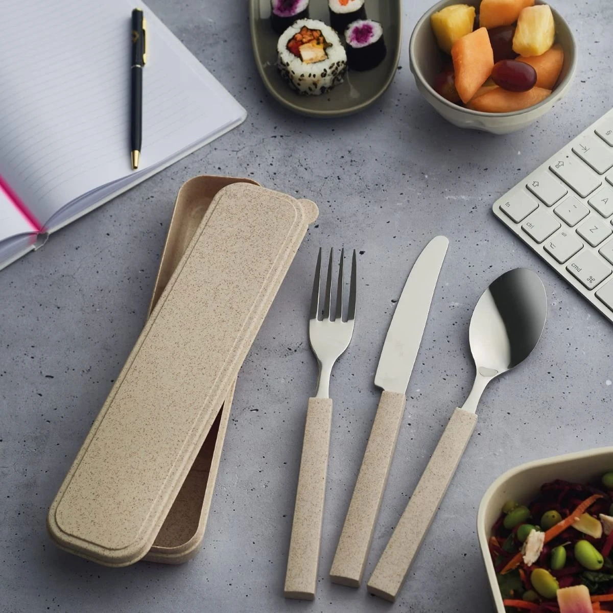 Viners Organic 3-Piece On The Go Cutlery Set & Case 3 Viners Organic 3-Piece On The Go Cutlery Set & Case - Image 2