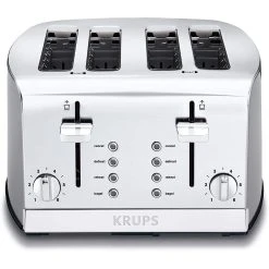 Krups 4-Slice Breakfast Toaster | Brushed Chrome & Stainless Steel