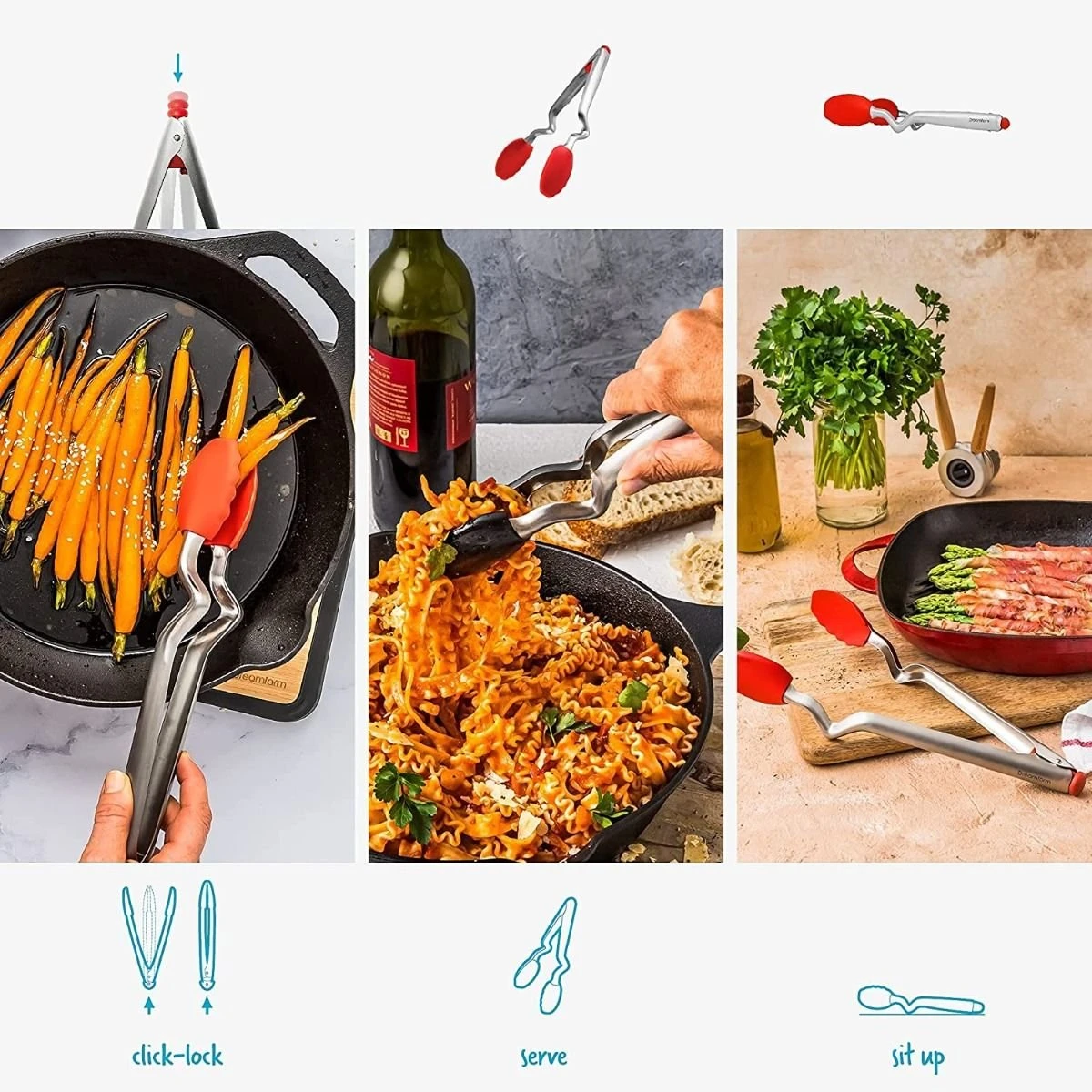 Dreamfarm 12" Clongs Silicone Tongs | Red 6 Dreamfarm 12" Clongs Silicone Tongs | Red - Image 4