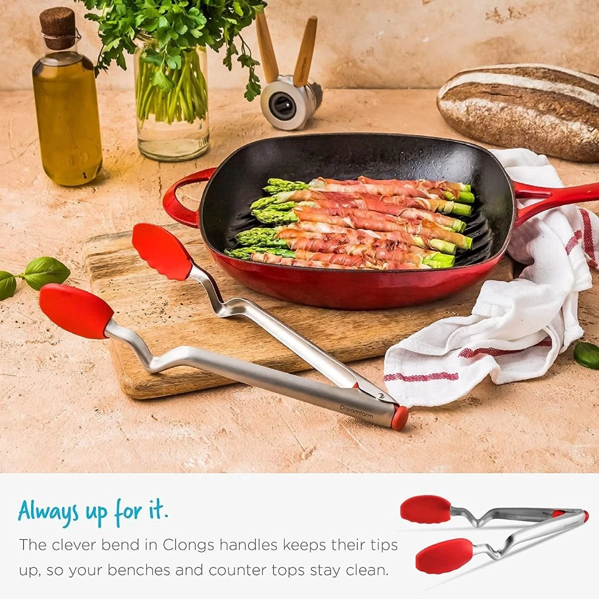 Dreamfarm 12" Clongs Silicone Tongs | Red 7 Dreamfarm 12" Clongs Silicone Tongs | Red - Image 5