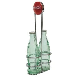 TableCraft 1oz Coca-Cola Salt & Pepper Shakers | Green Tinted Glass With Retro Rack