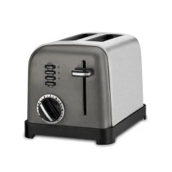 Cuisinart 2 Slice Classic Metal Toaster | Black & Brushed Stainless Steel -Cuisinart Shop cpt160bks left