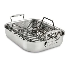 All-Clad Stainless Steel Roaster With Rack | Small - 14" X 11"
