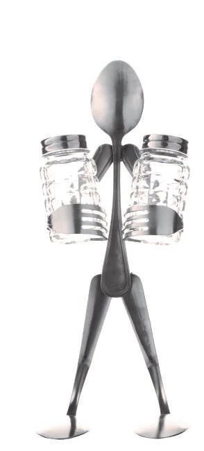 Forked Up Art Salt & Pepper Holder - Spoon Art Figurine 3 Forked Up Art Salt & Pepper Holder - Spoon Art Figurine
