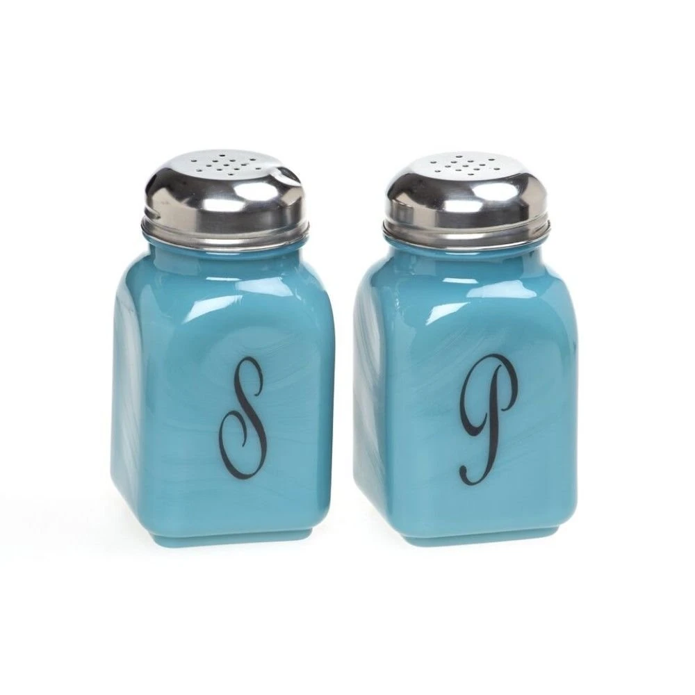 Mosser Glass Monogram Salt & Pepper Set | Georgia Blue 3 Mosser Glass Monogram Salt & Pepper Set | Georgia Blue