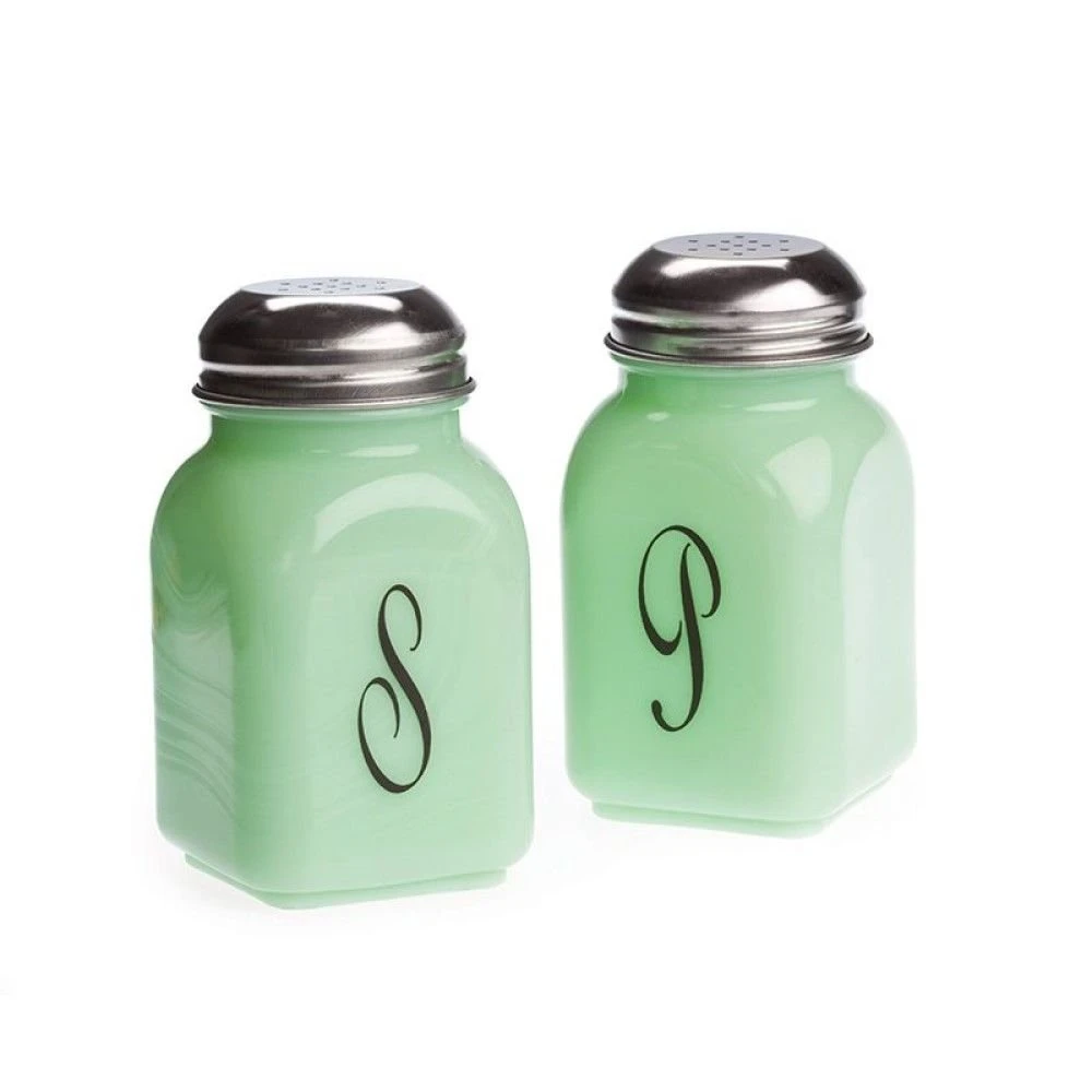 Mosser Glass Monogram Salt & Pepper Set | Jadeite 3 Mosser Glass Monogram Salt & Pepper Set | Jadeite