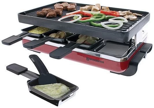 Swissmar Classic Raclette Grill - Cast Iron Red Reversible - 8 Person 3 Swissmar Classic Raclette Grill - Cast Iron Red Reversible - 8 Person