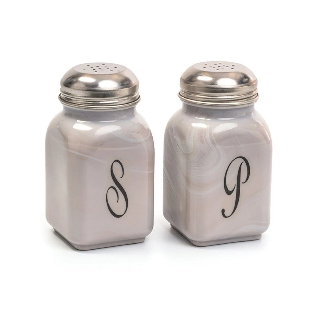 Mosser Glass Monogram Salt & Pepper Set | Marble 3 Mosser Glass Monogram Salt & Pepper Set | Marble