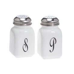Mosser Glass Monogram Salt & Pepper Set | Milk