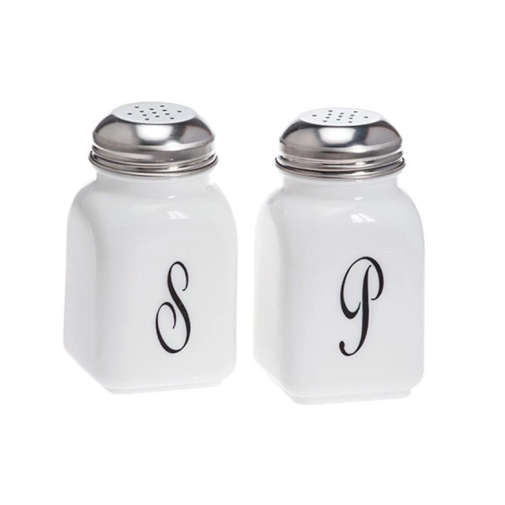 Mosser Glass Monogram Salt & Pepper Set | Milk 3 Mosser Glass Monogram Salt & Pepper Set | Milk