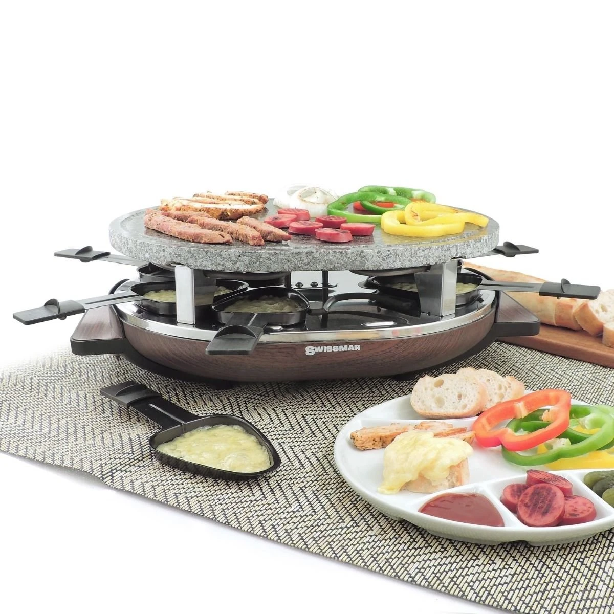 Swissmar Matterhorn 8-Person Raclette With Granite Stone Grill Top - Faux Wood 4 Swissmar Matterhorn 8-Person Raclette With Granite Stone Grill Top - Faux Wood - Image 2
