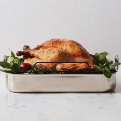 Le Creuset Large Stainless Steel Roasting Pan With Nonstick Rack -Cuisinart Shop rs10539 lca 2019 holiday outlet roasterdiptychlayered turkey ret