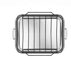 Le Creuset Large Stainless Steel Roasting Pan With Nonstick Rack -Cuisinart Shop rs7916 large pan overhead rack v7
