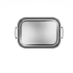 Le Creuset Stainless Steel Roasting Pan With Nonstick Rack -Cuisinart Shop rs7925 small pan overhead v3