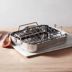 Le Creuset Stainless Steel Roasting Pan With Nonstick Rack -Cuisinart Shop rs8772 fall shoot stainless roaster copy