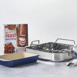 Le Creuset Large Stainless Steel Roasting Pan With Nonstick Rack -Cuisinart Shop rs9307 roasters 01