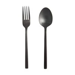 Fortessa Arezzo Brushed Black Serving Fork & Spoon Set