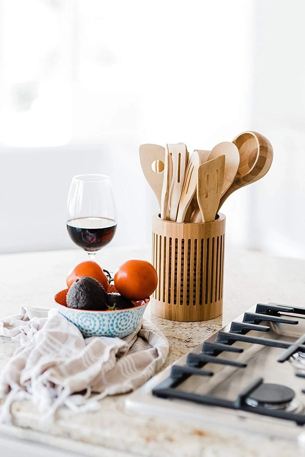 Totally Bamboo All-Natural Bamboo Lattice Utensil Holder 4 Totally Bamboo All-Natural Bamboo Lattice Utensil Holder - Image 2