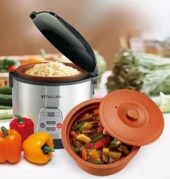 VitaClay 2-in-1 Rice Slow Cooker & Clay Insert - Round 8 Cup / 4.2-Quart