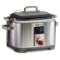 Wolf Gourmet 7-Quart Multi-Function Cooker | Red Knobs -Cuisinart Shop wgsc100s wolf gourmet multi function cooker 7 qt