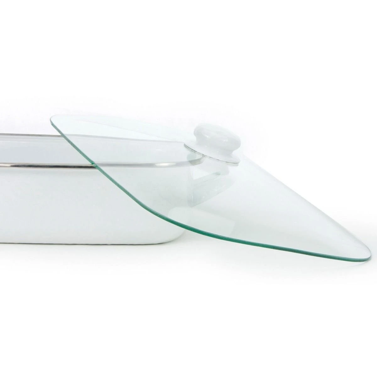 Golden Rabbit Enamelware 16" X 12.5" Roasting Pan With Lid | White 5 Golden Rabbit Enamelware 16" X 12.5" Roasting Pan With Lid | White - Image 3